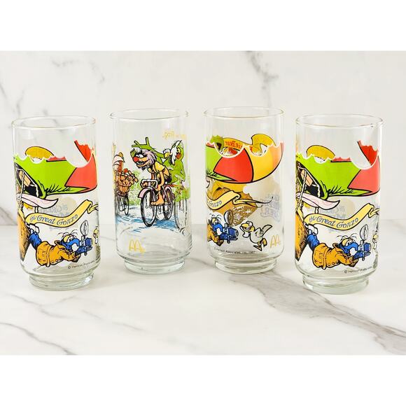 Kermit The Frog The Great Muppet Tall Glasses 16oz Fozzie Bear Gonzo 1981 x4 - Picture 7 of 16